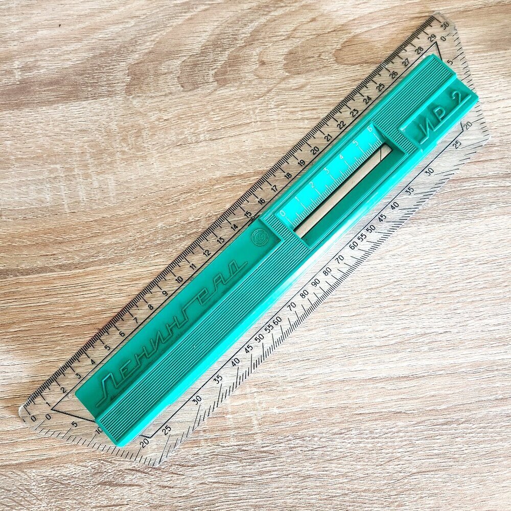 Vintage USSR Soviet Union Leningrad Slide Drawing Ruler with Roller IR-2